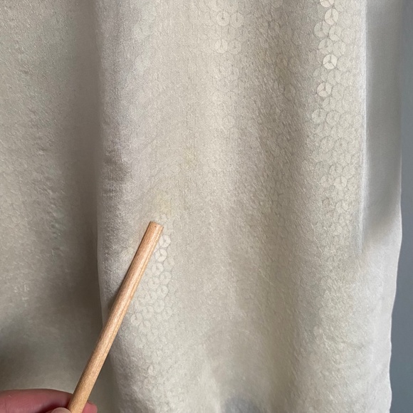 Alice + Olivia Pleated Sequin Sheath Dress Beige Cream Size M 4-6 - Picture 3 of 15